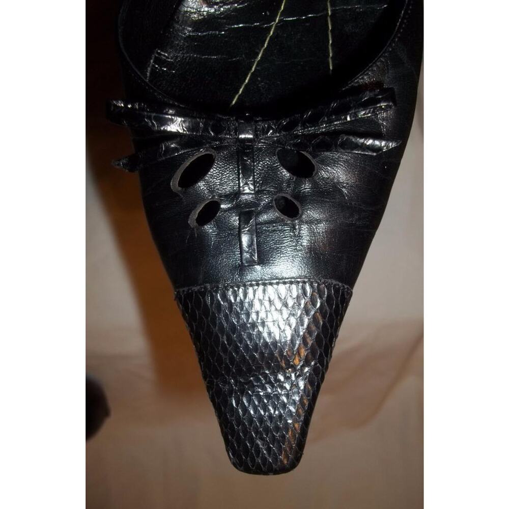 Kate Spade Black Leather Snake Skin Bow & Snip Toe Shoes 10 B - Picture 10 of 10